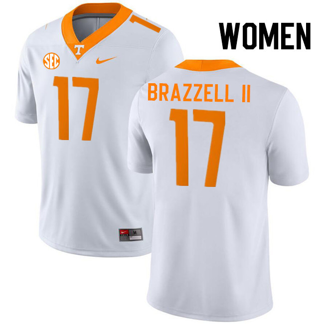 Women #17 Chris Brazzell II Tennessee Volunteers College Football Jerseys Stitched-White